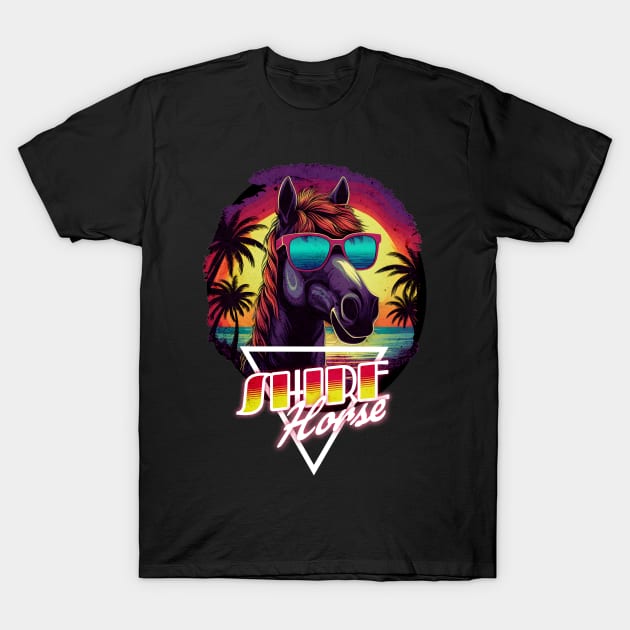 Retro Wave Shire Horse Vibes T-Shirt by Miami Neon Designs